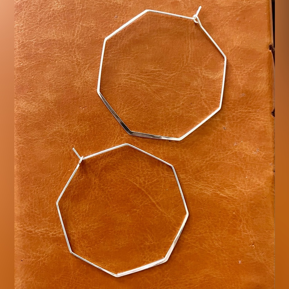 Geometric Silver Hoop Earrings